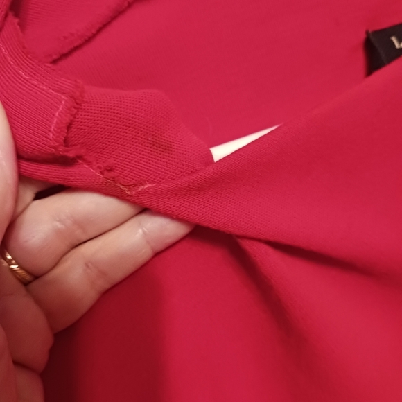 Vintage Lanvin Paris RED Wool Dress Side Zipper Ruche Details Stained BARGAIN - Picture 7 of 8